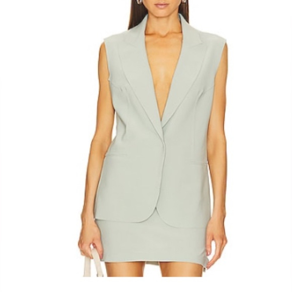 Norma Kamali Dried Sage Mini Skirt with Side Slit